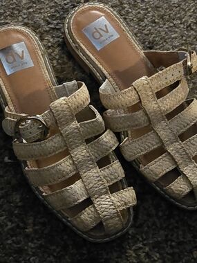 DV by Dolce Vita Beige Woven Buckle Slide Clogs